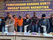Polda Sumsel Musnahkan Sabu 7,53 Kg dan Ganja 33 Kg