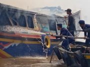 Diduga Korsleting Kabel, Kapal Tongkang Pelita Berkah Terbakar