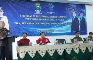 Dinas Penanaman Modal dan Pelayanan Satu Pintu (DPMPTSP) Kabupaten Muara Enim Gelar Bimbingan Teknis Perizinan Berusaha Berbasis Risiko, Di Ballroom Hotel Griya Sintesa.