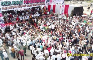 Ribuan Masa Padati Deklarasi Pasangan JADI di Lapangan Segitiga Mas Kayuagung OKI