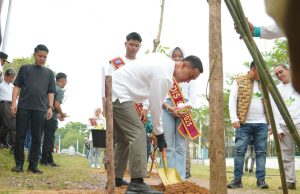 HUT ke-80 Kabupaten OKI: Bupati Muchendi Tanam 300 Pohon Tabebuya, Wujudkan Kota Kayuagung yang Indah dan Hijau
