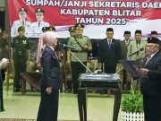 Bupati Blitar H. Rijanto Melantik Khusna Lindarti Sebagai Sekda Kabupaten Blitar