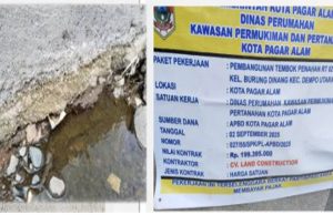 Proyek Rp1,1 Miliar di Kelurahan Burung Dinang Diduga Asal-asalan, Warga Pagar Alam Kecewa