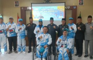 Dilepas Bupati Teddy Meilwansyah, 81 Atlet NPCI OKU Siap Bertarung di Peparprov Sumsel V di Muba