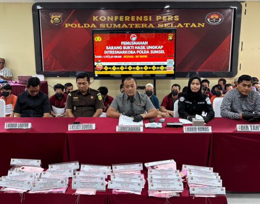 Pemusnahan Narkoba Sumsel Maret 2026: 1,9 Kg Sabu Disita, 32 Tersangka Diamankan