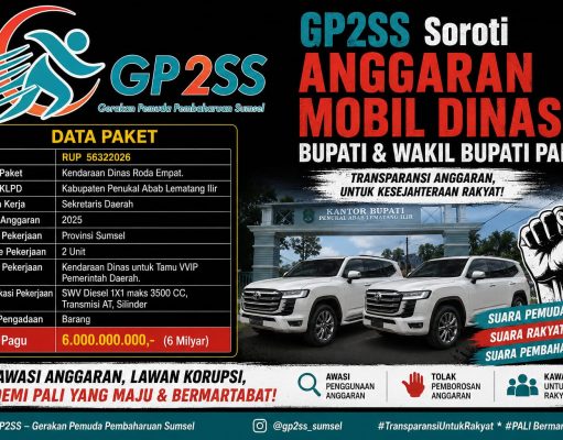 Rp6 Miliar untuk Dua Mobil Dinas VVIP di PALI Disorot, GP2SS Pertanyakan Prioritas Anggaran Daerah