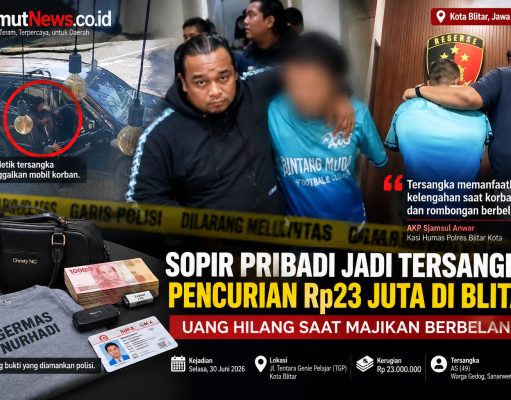 Polres Blitar Kota Ungkap Pencurian Rp 23 Juta, Sopir Pribadi Majikan Diciduk