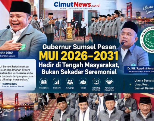 Gubernur Sumsel Pesan MUI 2026–2031 Hadir di Tengah Masyarakat, Bukan Sekadar Seremonial