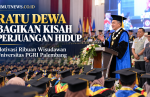Ratu Dewa Bagikan Kisah Perjuangan Hidup kepada Ribuan Wisudawan Universitas PGRI Palembang